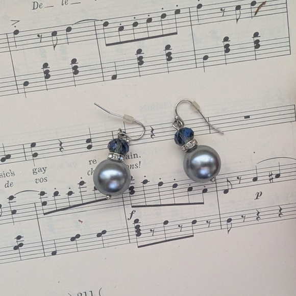Jewelry - Elegant Silver and Blue Pearl Earrings